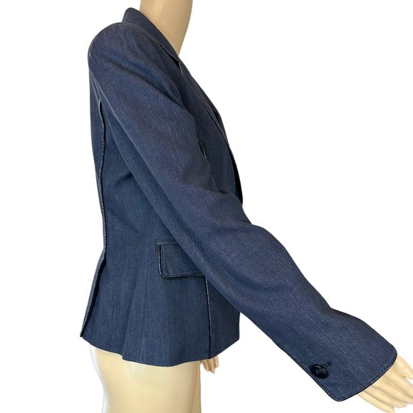 Nine West Women Blazer Size 6 Spark Black Lined Collared A Buttons Slit Cotton - Picture 3 of 16
